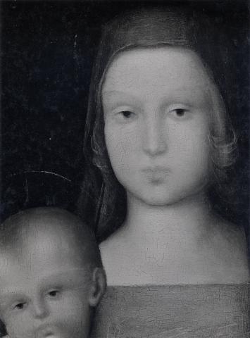 Vasari — Brescianino - sec. XVI - Volto della Madonna e del Bambino — particolare